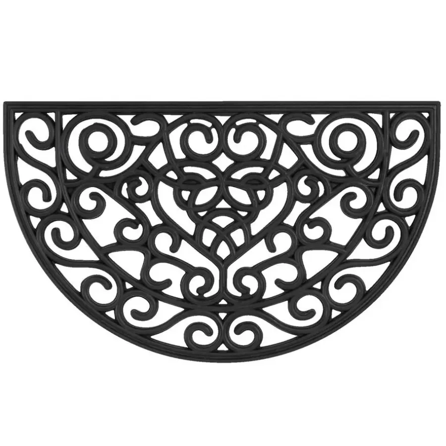 Leen Bakker Mat Country halfrond - zwart - 45x75 cm