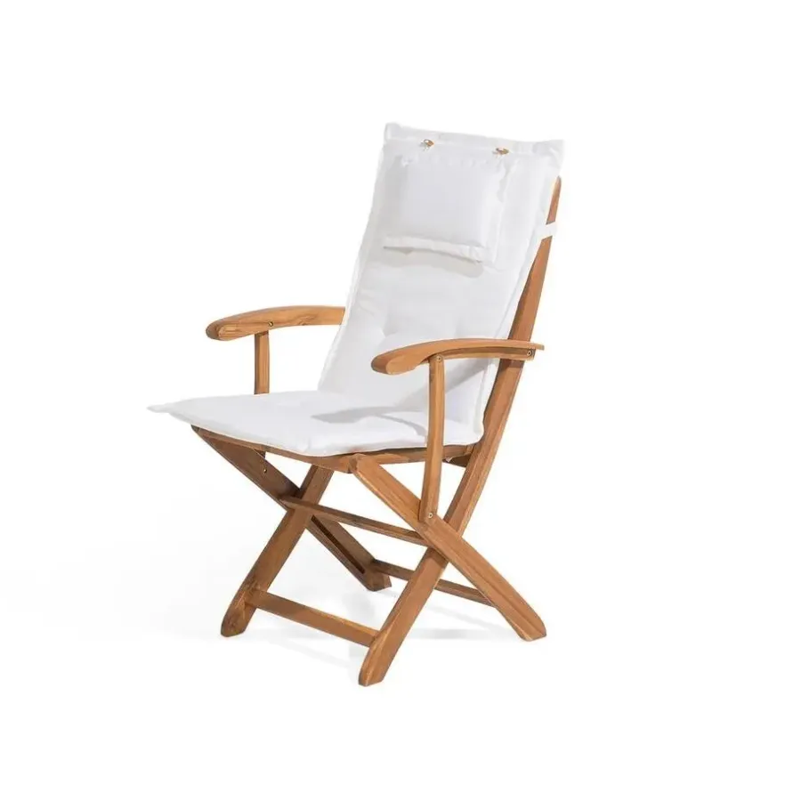 Beliani MAUI - Tuinset voor 8 - Lichte houtkleur/Cremewit - Acaciahout