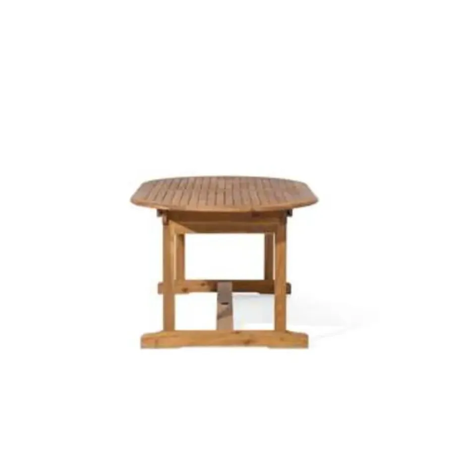 Beliani MAUI - Tuinset voor 8 - Lichte houtkleur/Cremewit - Acaciahout