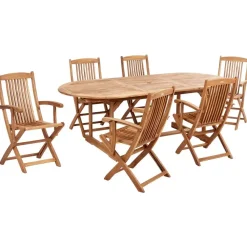 Beliani MAUI II - Tuinset voor 6 - Lichte houtkleur - Acaciahout