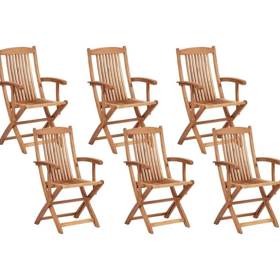Beliani MAUI II - Tuinset voor 6 - Lichte houtkleur - Acaciahout