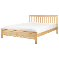 Beliani MAYENNE - Tweepersoonsbed - Lichtbruin - 140 x 200 cm - Dennenhout