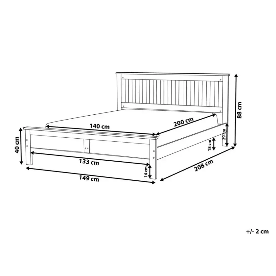 Beliani MAYENNE - Tweepersoonsbed - Lichtbruin - 140 x 200 cm - Dennenhout