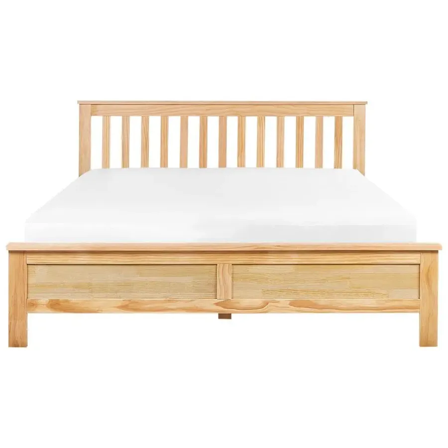 Beliani MAYENNE - Tweepersoonsbed - Lichtbruin - 140 x 200 cm - Dennenhout