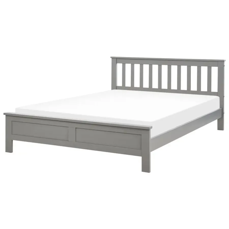 Twijfelaars-Beliani MAYENNE - Tweepersoonsbed - Grijs - 140 x 200 cm - Dennenhout