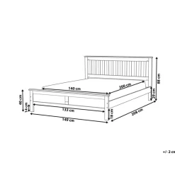 Twijfelaars-Beliani MAYENNE - Tweepersoonsbed - Grijs - 140 x 200 cm - Dennenhout