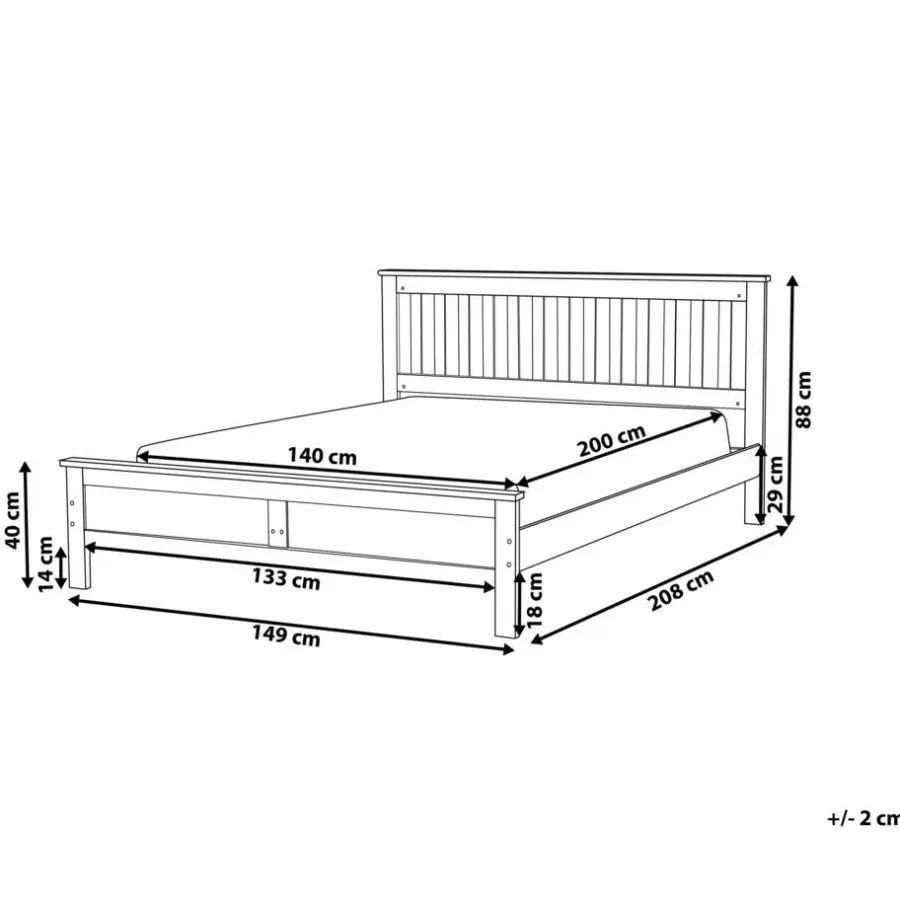Twijfelaars-Beliani MAYENNE - Tweepersoonsbed - Grijs - 140 x 200 cm - Dennenhout