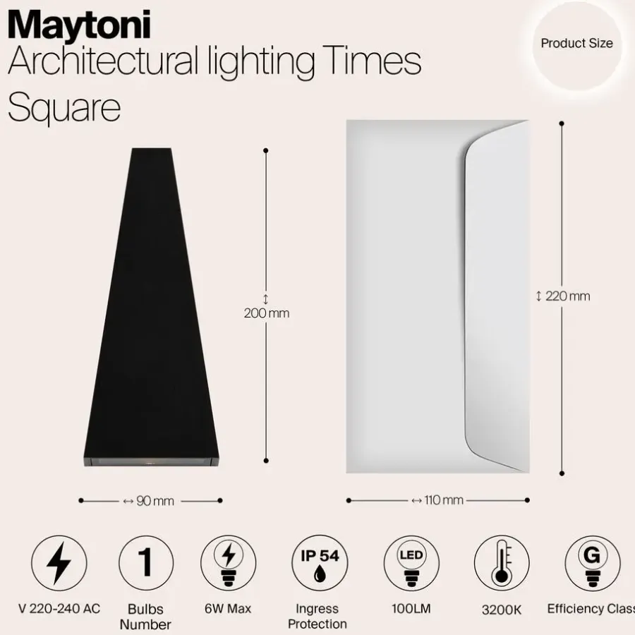 Buitenverlichting|Wandlampen-Maytoni Outdoor - Architecturale verlichting Times Square - Zwart