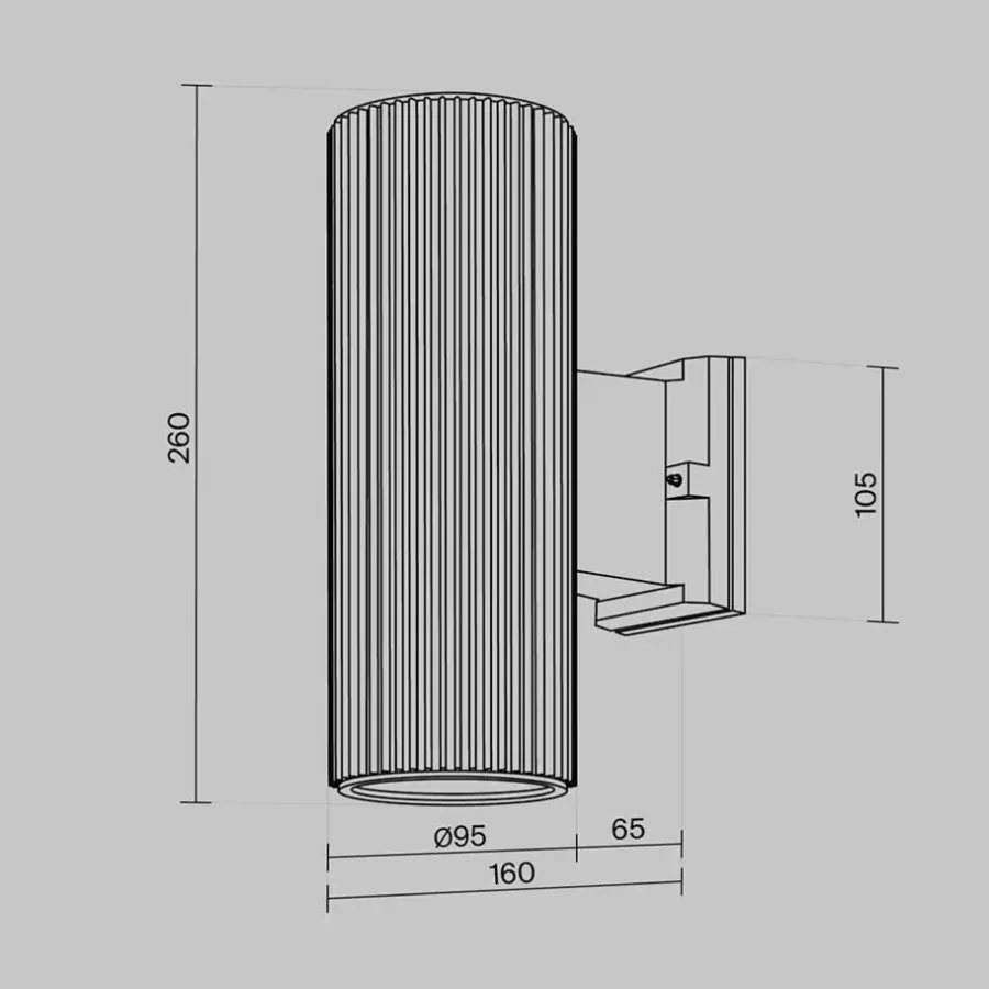 Wandlampen-Maytoni Outdoor - Wandlamp Rando - Zwart - Ø9,5