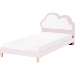1-Persoons Bedden-Beliani MAZOU - Eenpersoonsbed - Roze - 90 x 200 cm - Fluweel