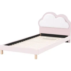 1-Persoons Bedden-Beliani MAZOU - Eenpersoonsbed - Roze - 90 x 200 cm - Fluweel
