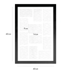 Merkloos MDF Fotokader - voor 12 Foto's van 10x15cm - Fotolijst 40x60cm - Zwart