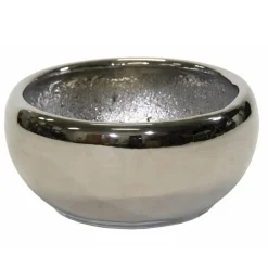Mega Collections Bloempot Emperor - rond - zilver - D33 x H17 cm