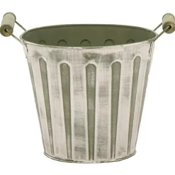 Bloempotten Voor Binnen-Mega Collections Emmer/plantenpot - zink - legergroen - D17 cm