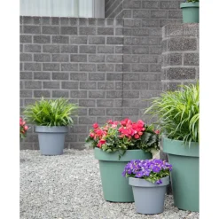 Mega Collections Plantenpot/bloempot - kunststof - grijs - D50 cm
