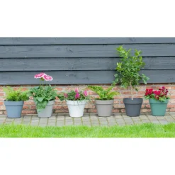 Bloempotten-Mega Collections Plantenpot/bloempot - kunststof - wit - D30 cm