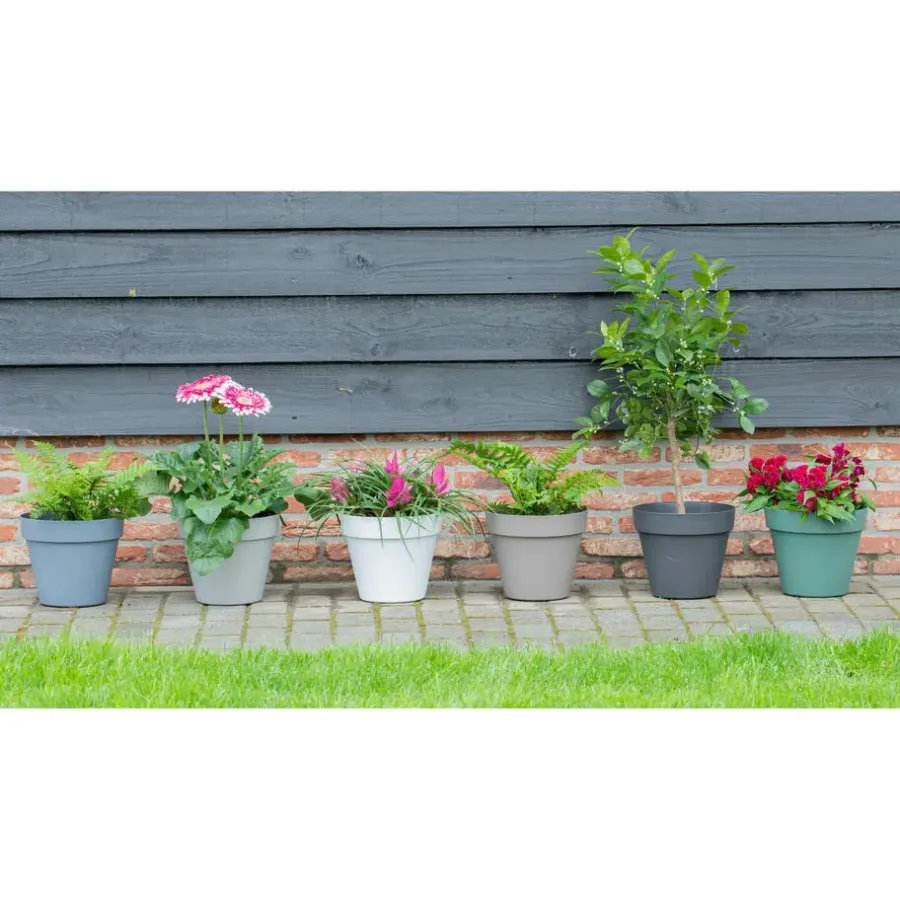 Bloempotten-Mega Collections Plantenpot/bloempot - kunststof - wit - D30 cm