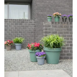 Bloempotten-Mega Collections Plantenpot/bloempot - kunststof - grijs - D35 cm