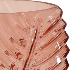 Vazen-Mega Collections vaas Leafy - roze - blader relief - 14 x 25 cm