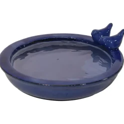Tuindecoratie-Mega Collections vogelbad/voederschaal - blauw - D30 x H11cm