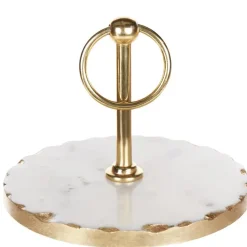 Dienbladen-Beliani MEGARA - Etagère - Wit/Goud - Marmer