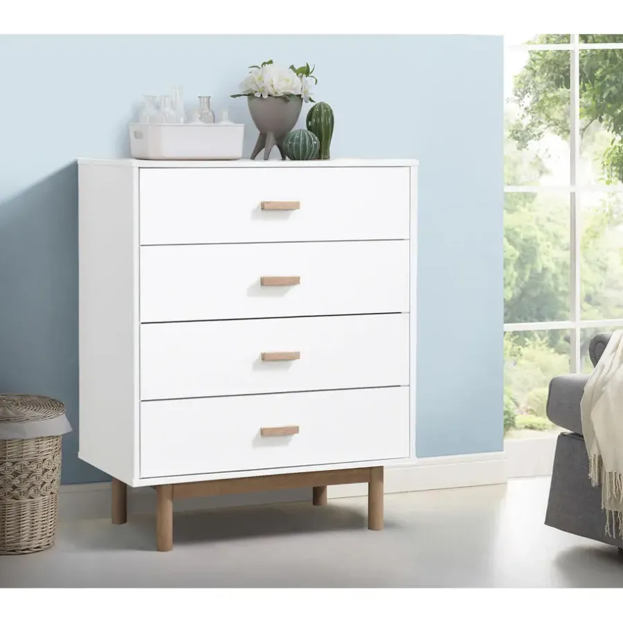 Loft24 Melanie - Commode met 4 laden in spaanplaat van wit eiken