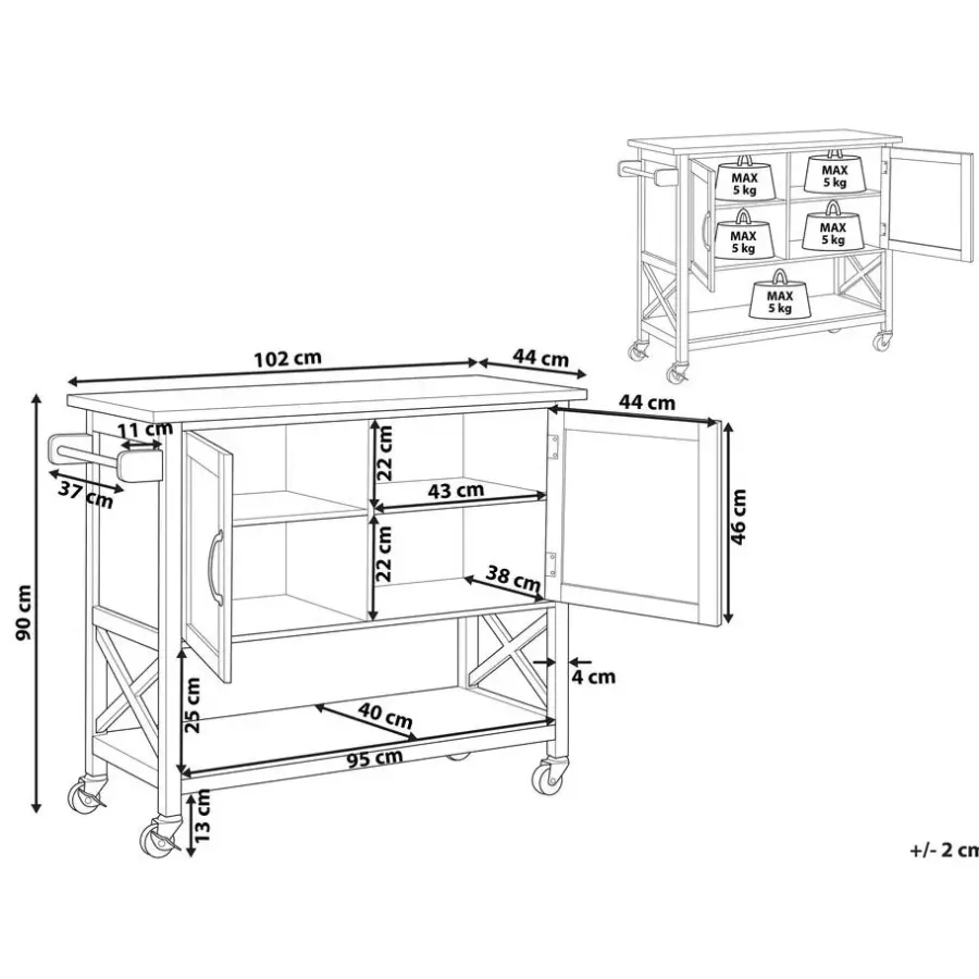 Trolleys-Beliani MELE - Keukentrolley - Zwart - MDF