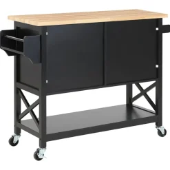 Trolleys-Beliani MELE - Keukentrolley - Zwart - MDF