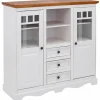 Buffetkasten-Loft24 Melissa - Kast met 2 glazen deuren en 3 laden in wit grenen