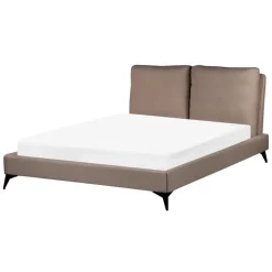Twijfelaars-Beliani MELLE - Tweepersoonsbed - Bruin - 140 x 200 cm - Bouclé