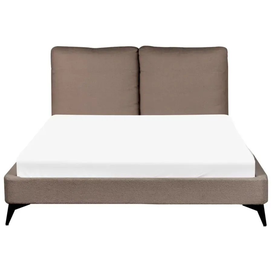 Twijfelaars-Beliani MELLE - Tweepersoonsbed - Bruin - 140 x 200 cm - Bouclé