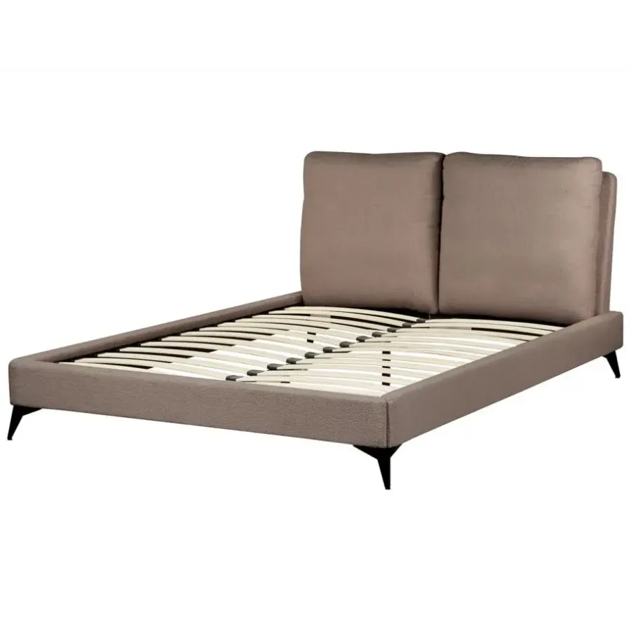 Twijfelaars-Beliani MELLE - Tweepersoonsbed - Bruin - 140 x 200 cm - Bouclé