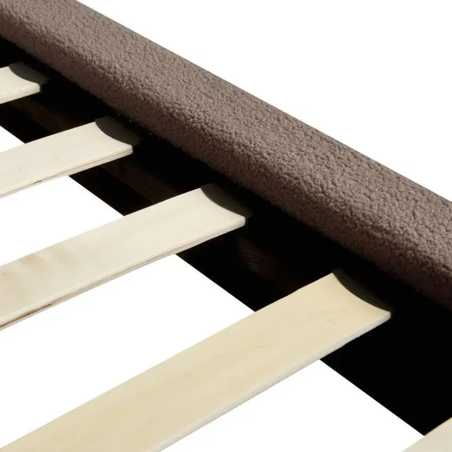 Twijfelaars-Beliani MELLE - Tweepersoonsbed - Bruin - 140 x 200 cm - Bouclé
