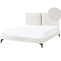 Beliani MELLE - Tweepersoonsbed - Gebroken wit - 140 x 200 cm - Bouclé