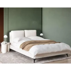 Beliani MELLE - Tweepersoonsbed - Gebroken wit - 140 x 200 cm - Bouclé