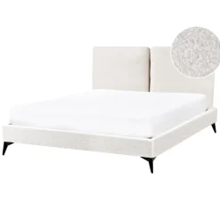 Beliani MELLE - Tweepersoonsbed - Gebroken wit - 140 x 200 cm - Bouclé