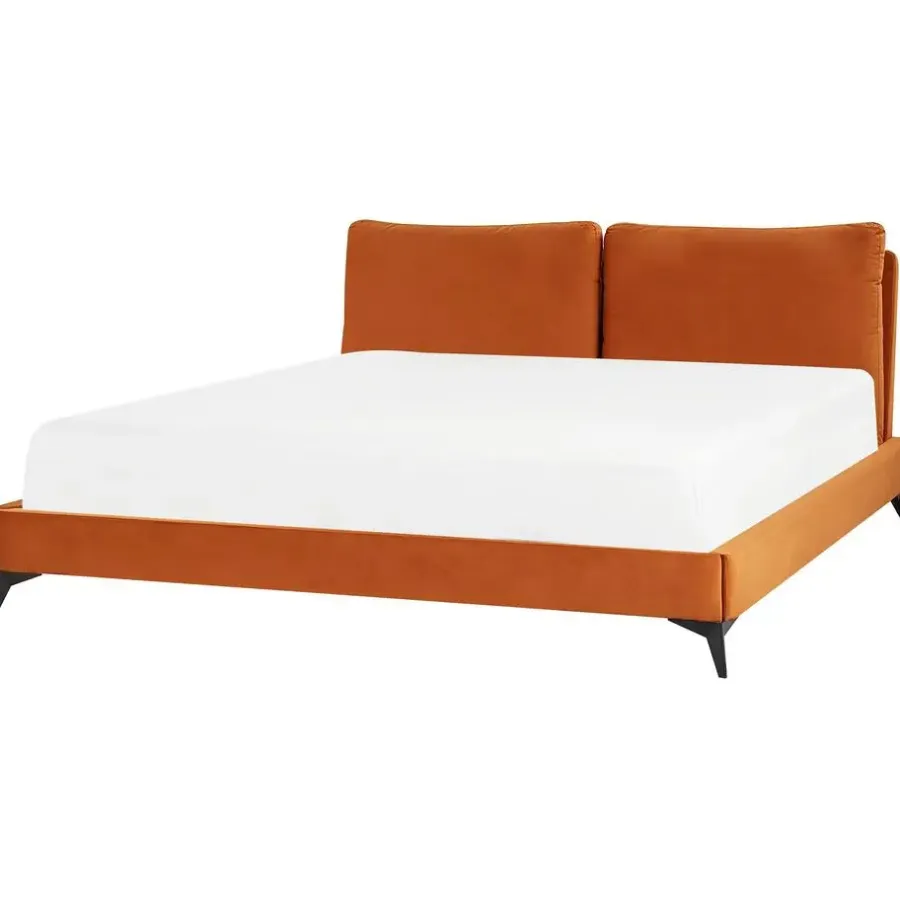 Beliani MELLE - Tweepersoonsbed - Oranje - 180 x 200 cm - Fluweel