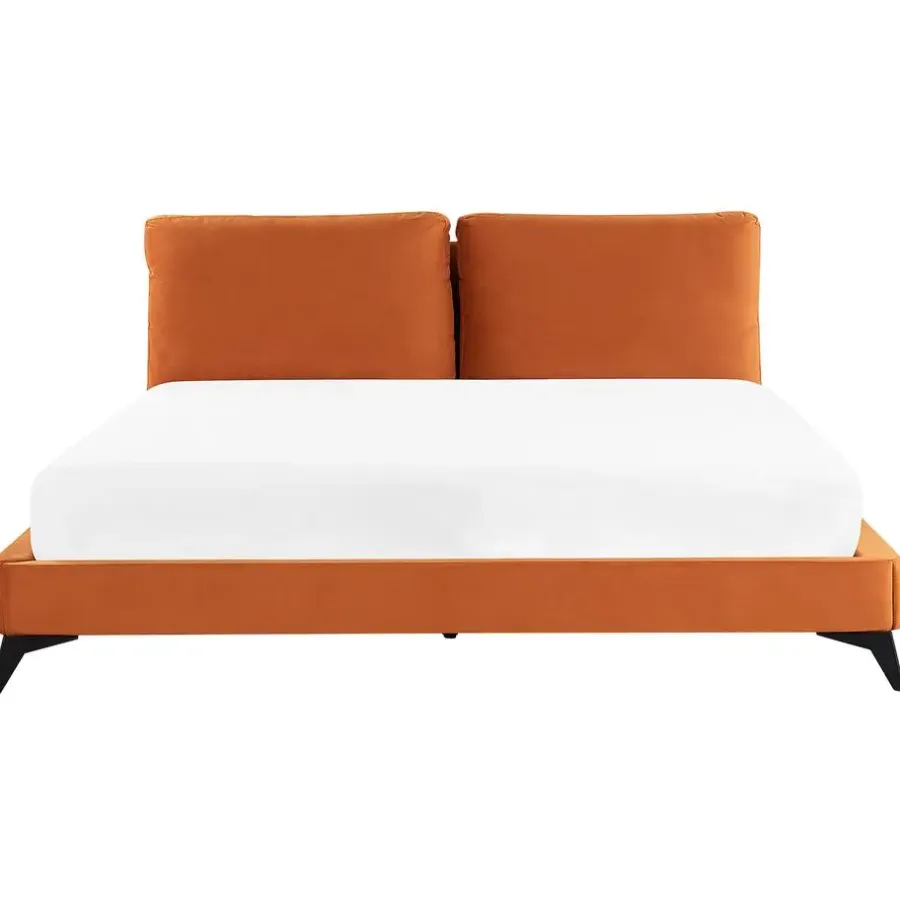 Beliani MELLE - Tweepersoonsbed - Oranje - 180 x 200 cm - Fluweel