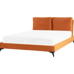 Beliani MELLE - Tweepersoonsbed - Oranje - 160 x 200 cm - Fluweel