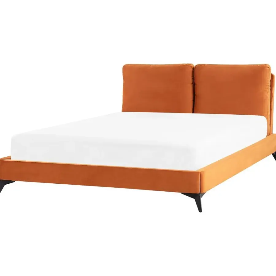 Beliani MELLE - Tweepersoonsbed - Oranje - 160 x 200 cm - Fluweel