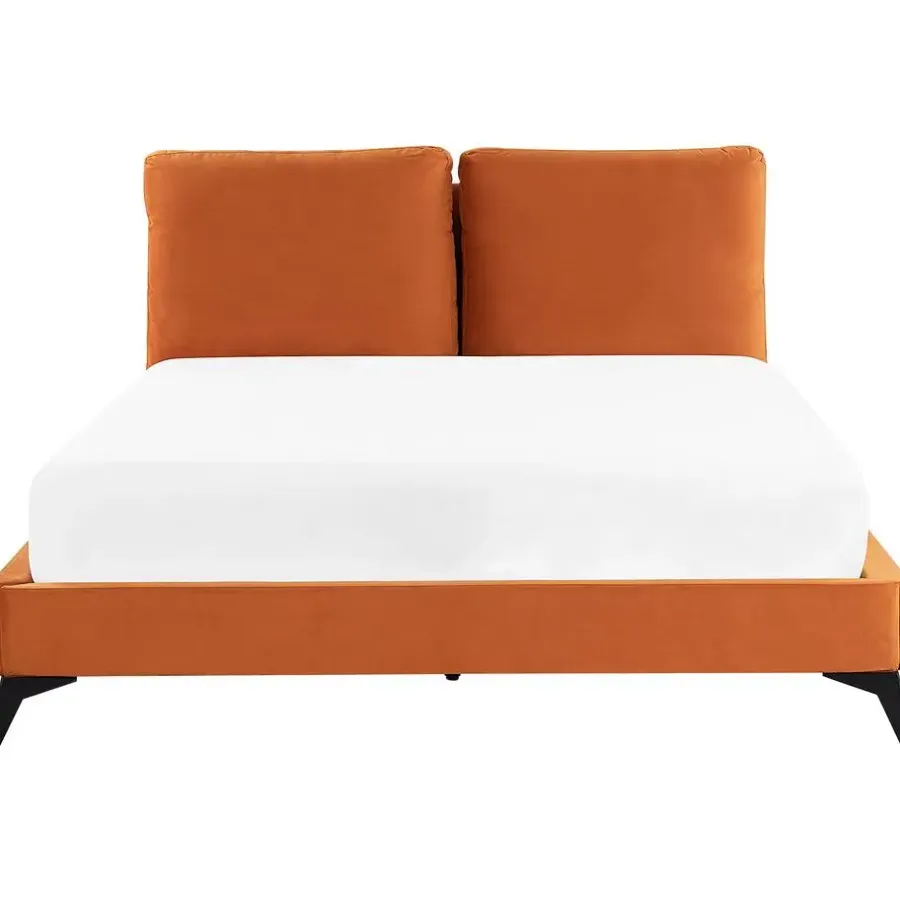 Beliani MELLE - Tweepersoonsbed - Oranje - 160 x 200 cm - Fluweel