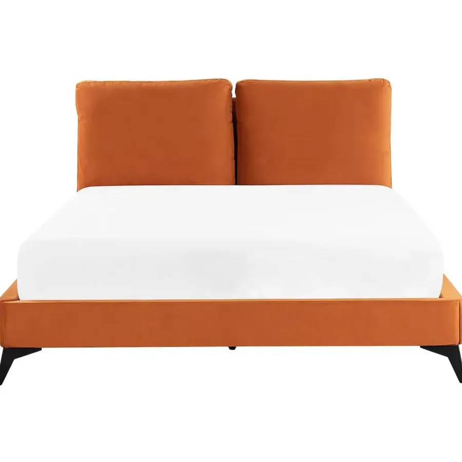 Beliani MELLE - Tweepersoonsbed - Oranje - 160 x 200 cm - Fluweel