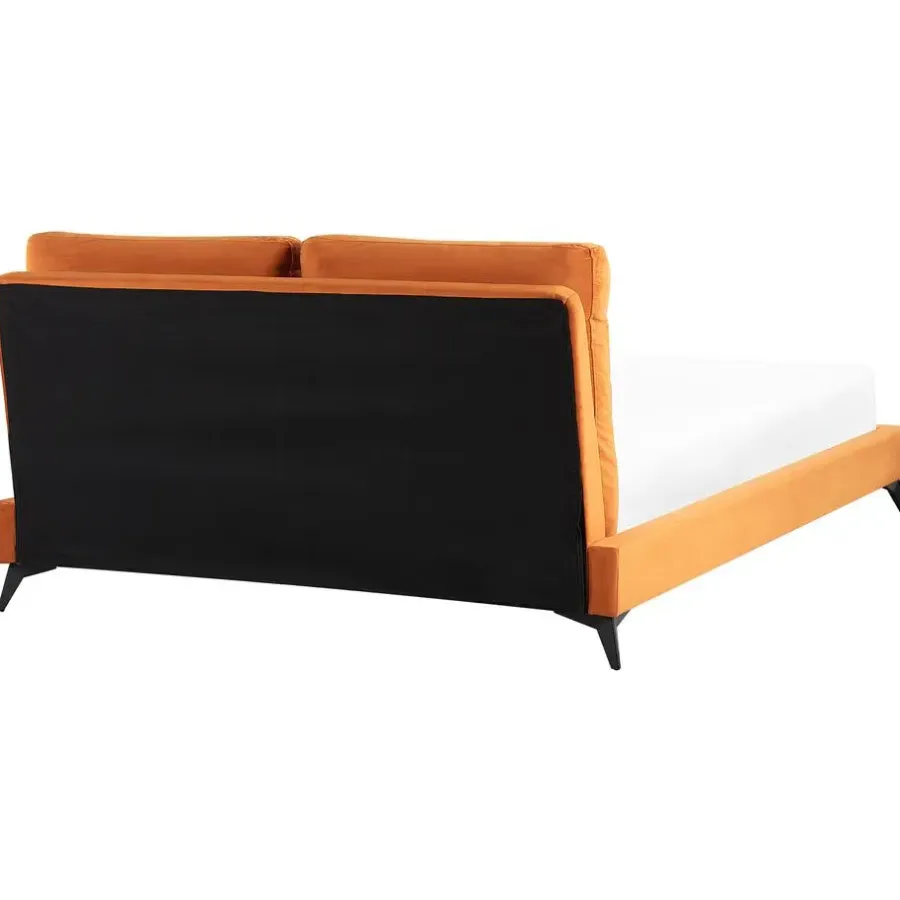 Beliani MELLE - Tweepersoonsbed - Oranje - 160 x 200 cm - Fluweel