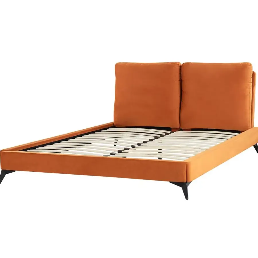 Beliani MELLE - Tweepersoonsbed - Oranje - 160 x 200 cm - Fluweel