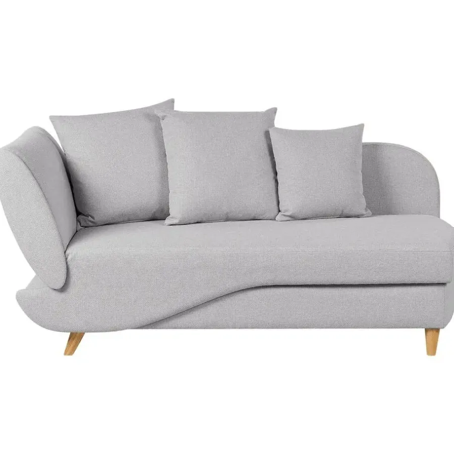 Beliani MERI II - Chaise longue - Lichtgrijs - Linkerzijde - Fluweel