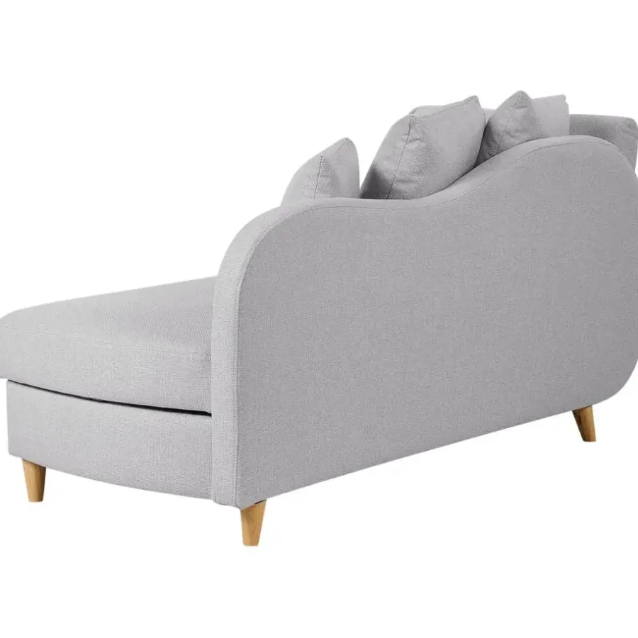 Beliani MERI II - Chaise longue - Lichtgrijs - Linkerzijde - Fluweel
