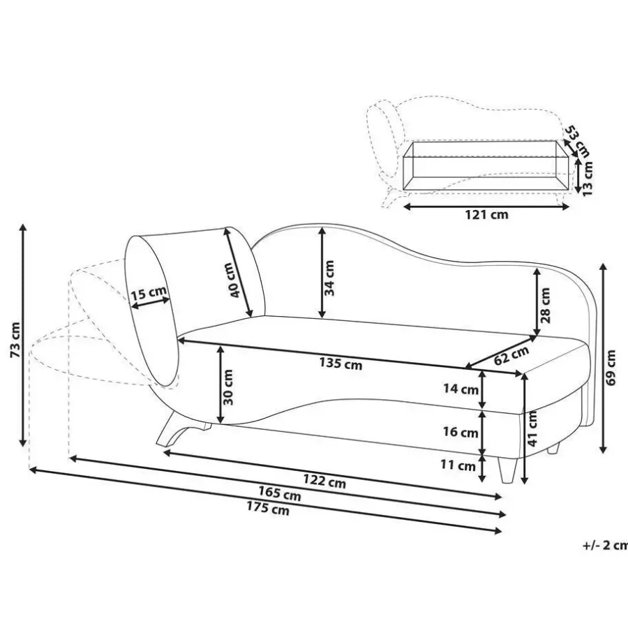 Beliani MERI II - Chaise longue - Lichtgrijs - Linkerzijde - Fluweel