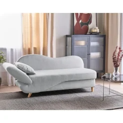 Beliani MERI II - Chaise longue - Lichtgrijs - Linkerzijde - Fluweel