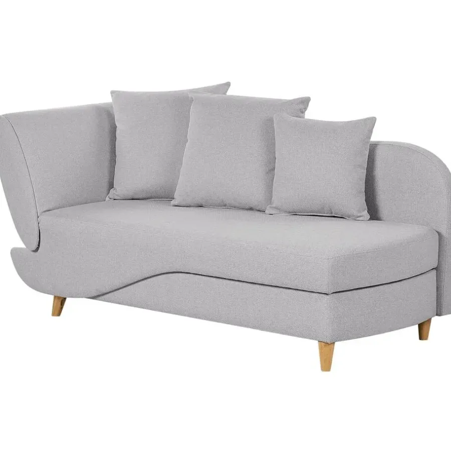 Beliani MERI II - Chaise longue - Lichtgrijs - Linkerzijde - Fluweel