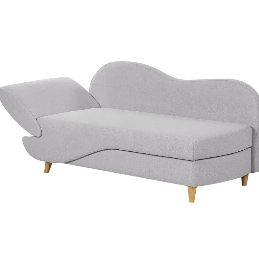 Beliani MERI II - Chaise longue - Lichtgrijs - Linkerzijde - Fluweel